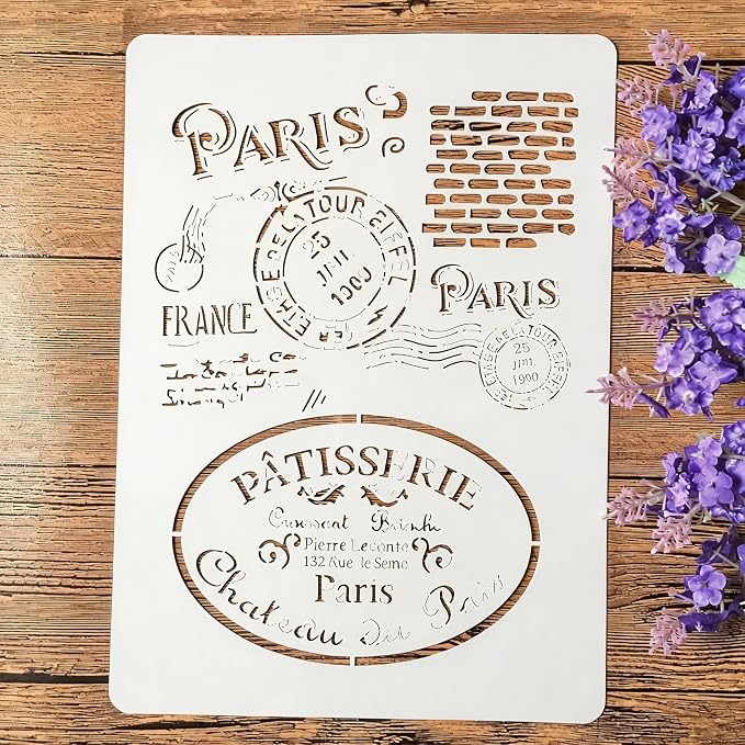 TIAMECH A4 Reusable Vintage Stamp Stencil by TIAMECH