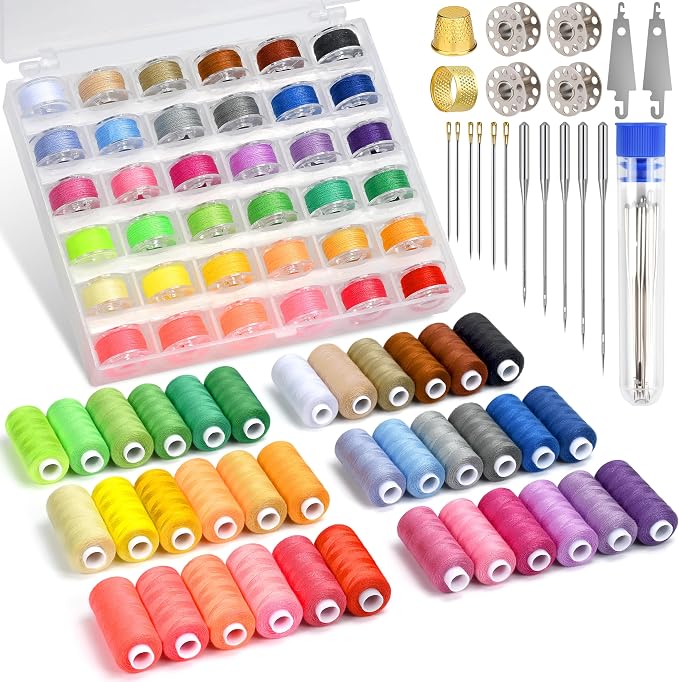 140 Pcs Sewing Thread Kit, 36 Assorted Colors Machine Threads by BYMORE