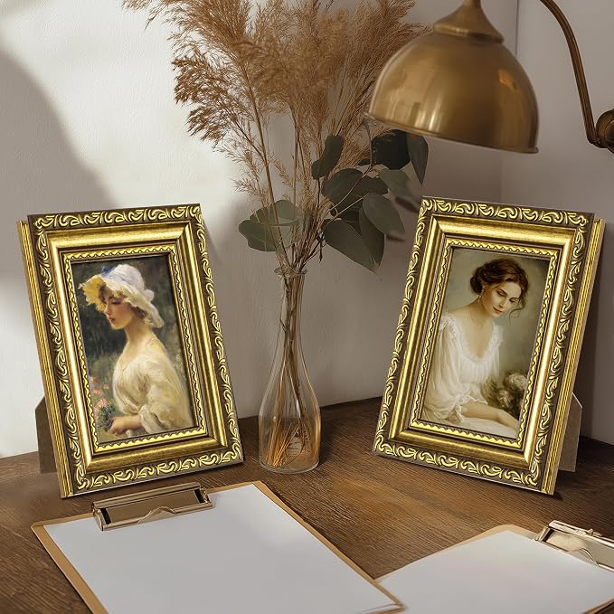 eletecpro 3x4 Vintage Picture Frame, Glass Cover, Horizontal or Vertical - Image 6