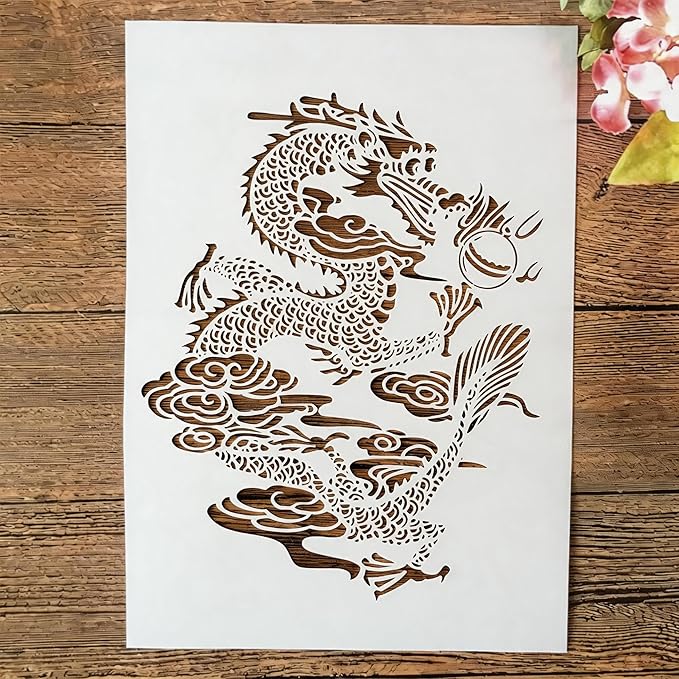 TIAMECH A4 Reusable Chinese Dragon Stencil by TIAMECH