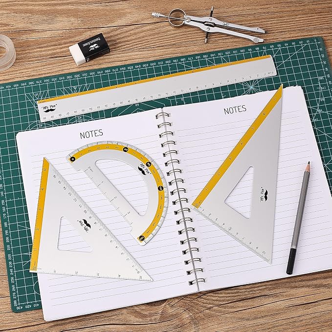 Mr. Pen- Metal Geometry Kit, 4 Pack, 45° & 30°/60° Set Squares | 6" Protractor - Image 8