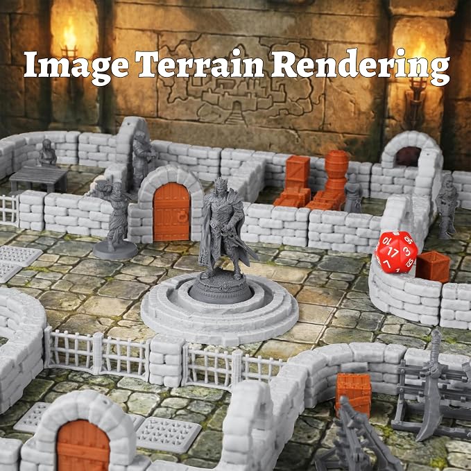 Dungeon Walls 40pcs 28mm Miniature RPG Modular System DND Terrain Building - Image 7