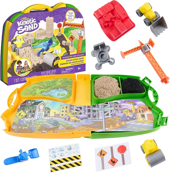 Kinetic Sand Construction Zone, Moldable Play Sand Sensory Toys, Ages 3+ by Unknown