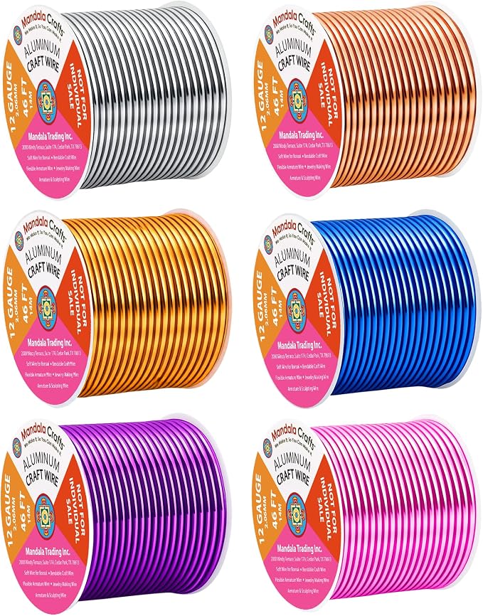 Mandala Crafts 12 GA Gold Blue Purple Assorted Anodized Aluminum Craft Wire | by MandalaCrafts