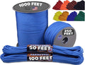 BORED? PARACORD! 550 lb Paracord - Ideal for Crafting, Camping, DIY Projects, Active & Military Outdoors - Strong Survival Rope - Tactical Parachute Cord Type III - Tarheel Blue 50 Feet