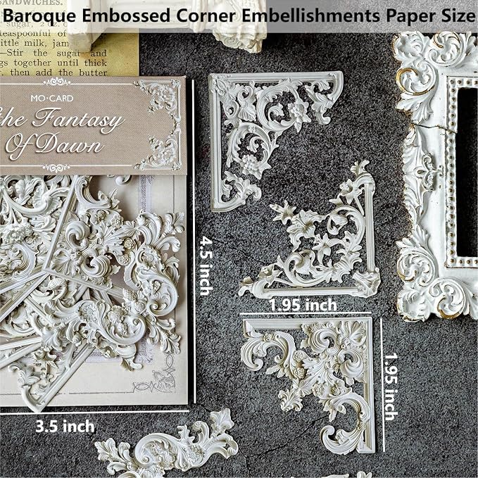 Thick Baroque Embossed Paper Corner Embellishments - Image 6