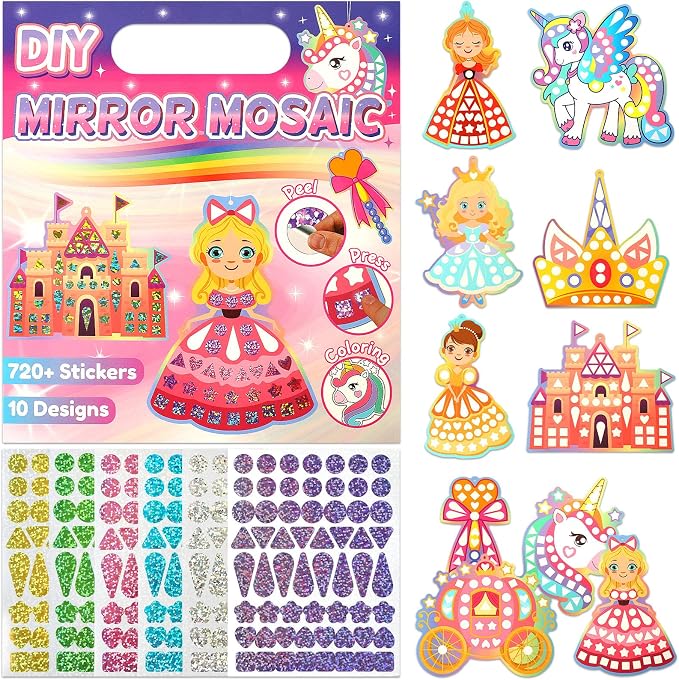 JULEASEL Mirror Mosaic Princess Unicorn Craft Kit, Gift by JULEASEL