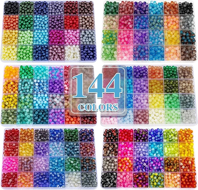 XSEINO About 7200PCS 6mm Glass Beads Bracelet Making Kit, 144 Assorted Designs by XSEINOiscreating%EF%BC%81