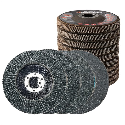 Jumbo Zirconia Flap Discs 4 1/2 for Angle Grinder, 40/60/80/120 Grit 4.5" x 7/8" High Density Type 29 Arbor Grinding Wheels for Wood Finishing, Rust Removal, Metal Sanding - 10 Pack