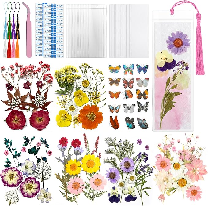 DIY Bookmark Making Kit – 187 PCS Dried Flower Bookmark Kit by Unknown