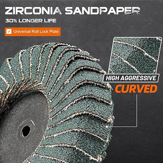 10PCS 60 Grit Curved Flap Disc 2 Inch Roll Lock Quick Change Sanding Discs 1pcs 1/4" Holder Surface Grinding Disc for Die Grinder Metal Surface Grind Burr Finish Weld Rust Paint Removal