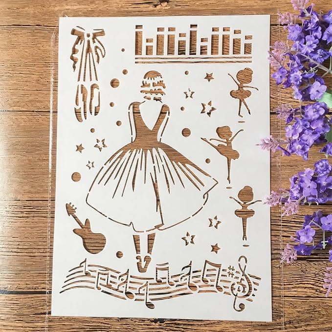TIAMECH A4 Reusable Dress Girl Stencil by TIAMECH