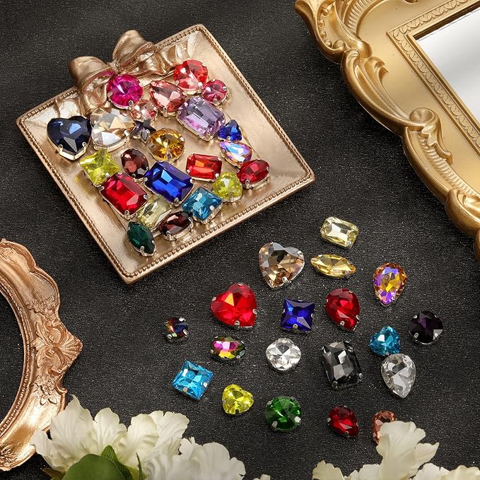 460 Pieces Sew on Rhinestones Glass Sewing Claw Gemstones and Crystals Metal - Image 6