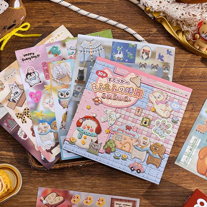 Girl's Japanese Retro Sticker Book, 700+ Kawaii Old Showa Style Embroidered - Image 2