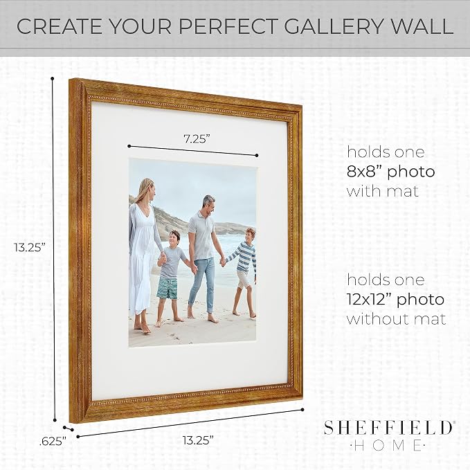 Sheffield Home 9 Piece Gallery Wall Frame Set, 12x12 Inch, Beaded Antique Bronze - Image 3