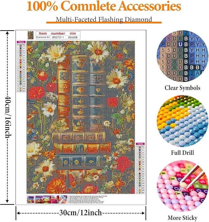 Book Flower Diamond Art Kits for Adults, DIY 5D Diamond Painting Kits for - Image 5