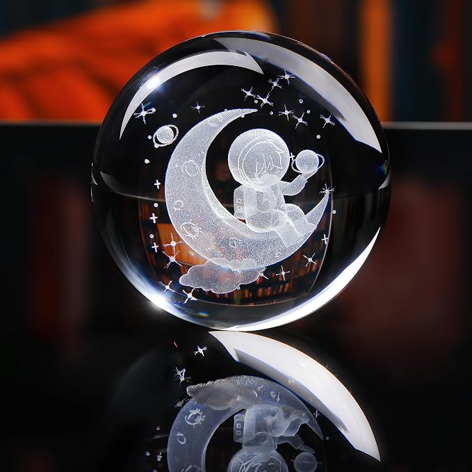 3d Astronaut Moon Crystal Ball Planets Space Decor Astronomy Science Gift | - Image 2