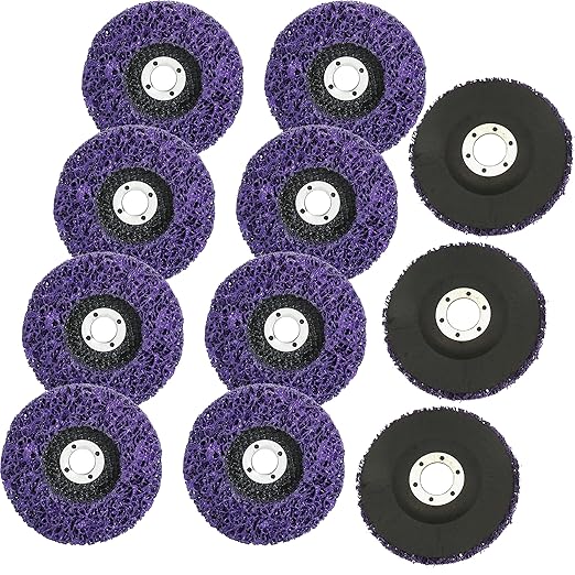 11Pack 4” Strip Discs Rust Remover Wheel for Angle Grinders Clean and Remove Paint, Coating, Rust and Oxidation for Wood Metal Fiberglass Work Purple