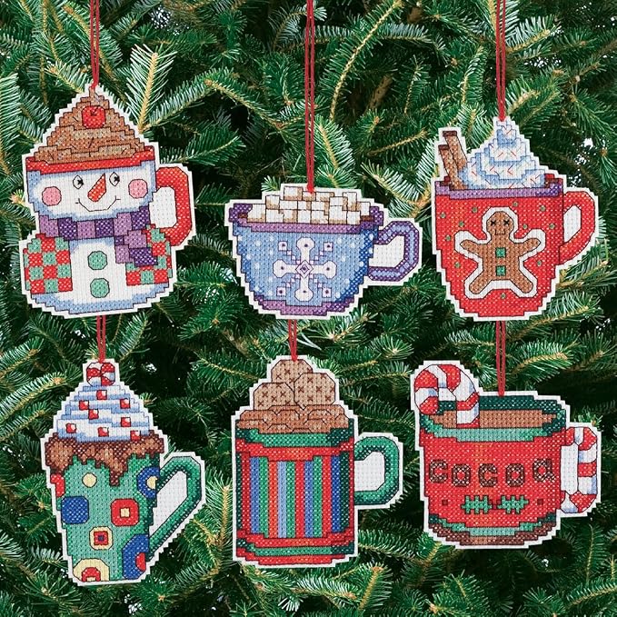 Janlynn Counted Cross Stitch Kit, Coca Mug Ornaments - Image 2
