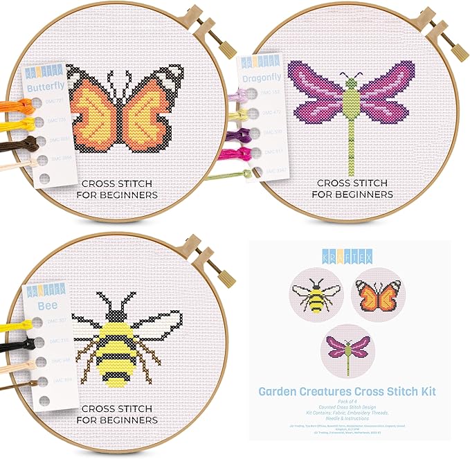 Kraftex Floral Stamped Cross Stitch Kits by Kraftex