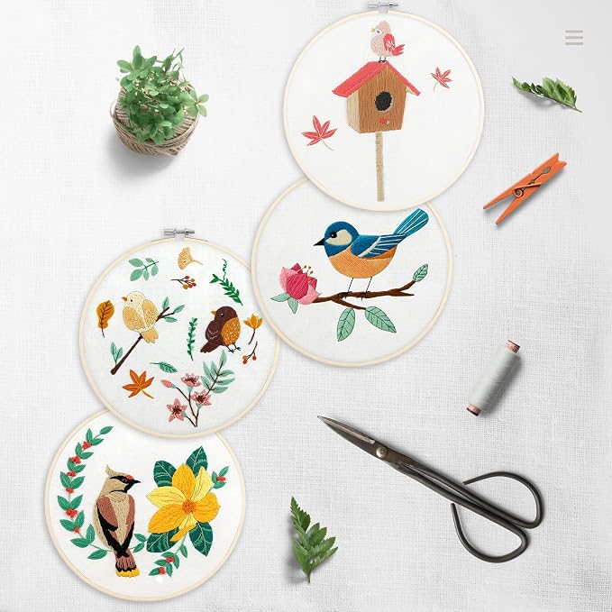 Bonroy 4 Sets Embroidery Set for Beginners, Art Craft, Easy Sewing, Includes - Image 4