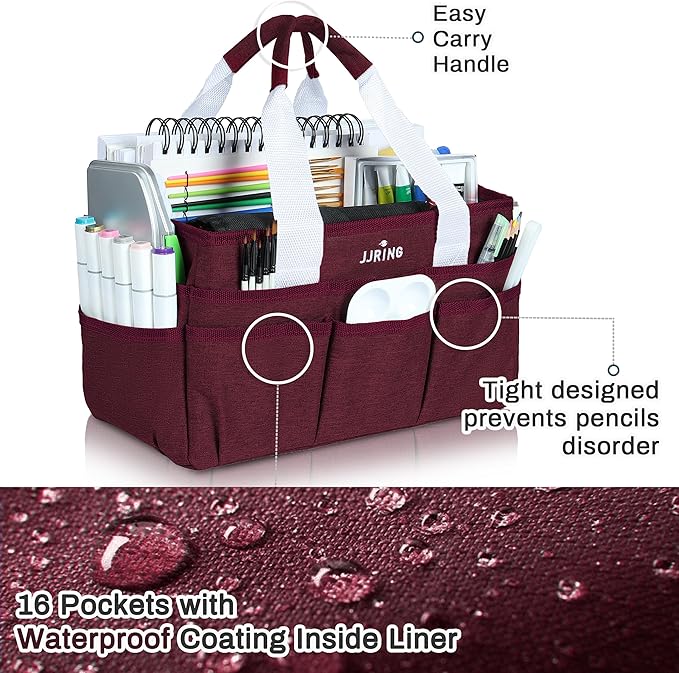 JJRING Craft Organizer Tote Bag, Art Storage Caddy - Image 4