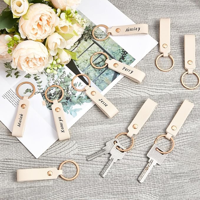 Wavyknot 100 Pcs PU Leather Keychain Blanks Bulk Laser Engraving Blanks - Image 4