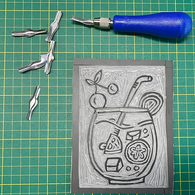 Falling in Art Linoleum Block Cutters - 6 Different Shaped Lino Cutters, Assorted Blades for Printmaking, Precision Carvings(2 Set)