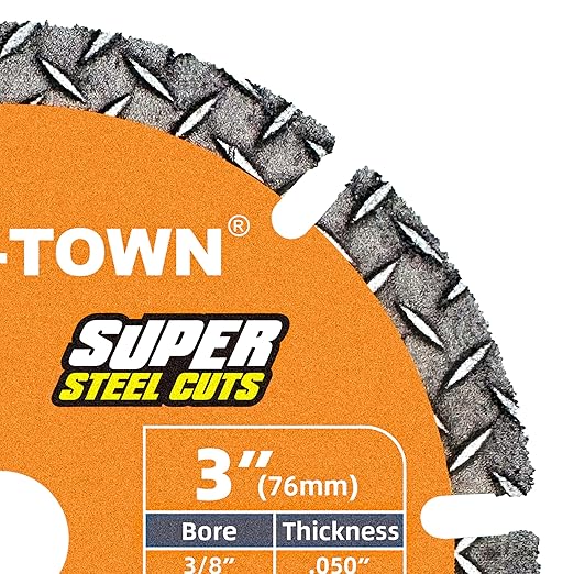 TWIN-TOWN 3" Diamond Cutting Wheel with 3/8" Arbor, Metal Cut Off Wheel, Carbide Cutting Wheel for Angle Grinder, 5000+ Cuts on Rebar, Steel, Iron, and INOX,2 Pack