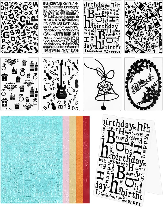 FIVEIZERO 8 Pcs Embossing Folders by FIVEIZERO