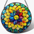 8'' Rainbow Mandala Sun Catcher Ornament, Stained Glass Window Hanging by Unknown