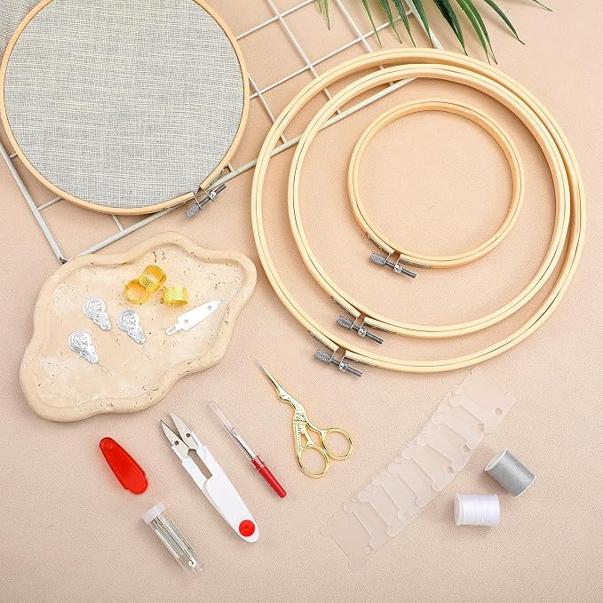 Mudder 53 Pieces Cross Stitch Tool Embroidery Starter Kit Includes Bamboo - Image 6