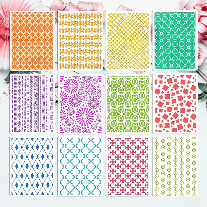 OOTSR 12 Geometric Painting Stencils Set, 11.4"x8.3" Art Templates - Image 7