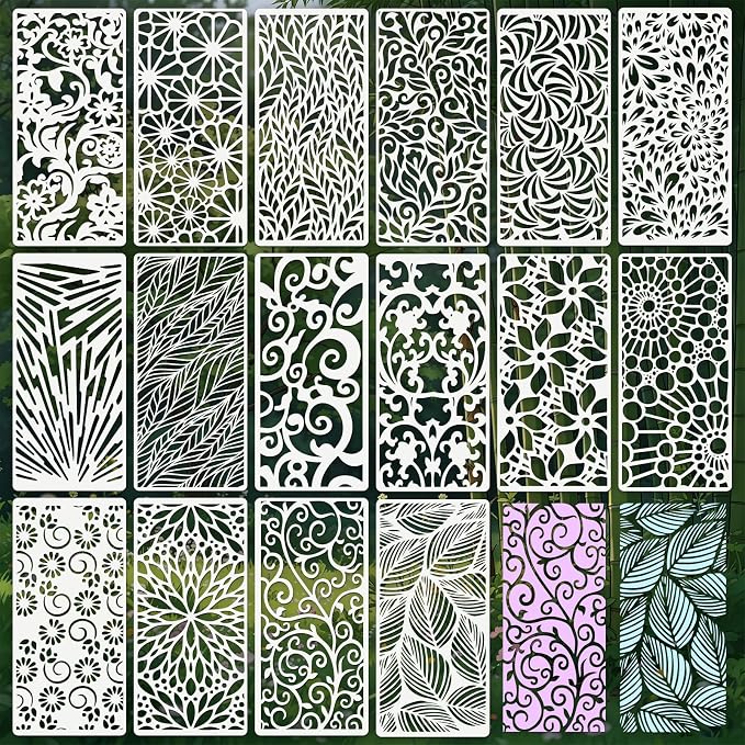 Geometric Texture Stencils for Crafts Reusable 16Pcs Stencils | DIY Art by Unknown