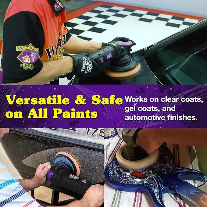 Wizards Foam Polish Buffing Pad - Velcro Backed, Medium Cutting Foam Pad for Car Detailing - ‎No Splatter High Density Foam for Auto Detailing Supplies - 8½" x 1¼"