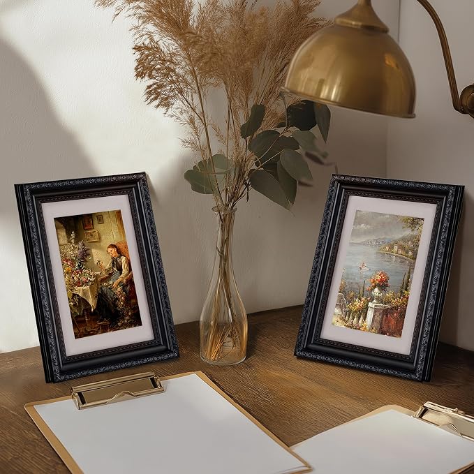 eletecpro 4x6 Vintage Picture Frame, Glass Cover, Horizontal or Vertical - Image 6
