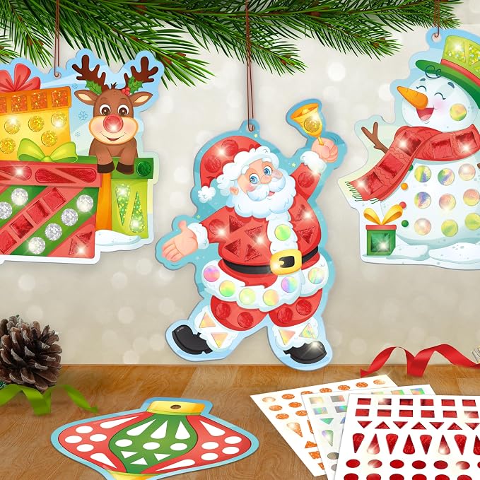 Imagimake Mirror Mosaic Christmas Kids Art Set | DIY Craft Kit | Foil Stickers - Image 5