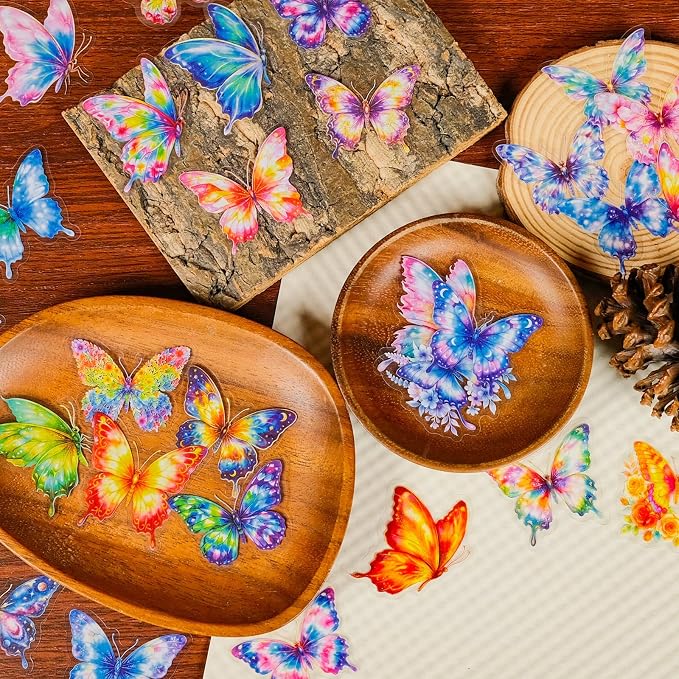 50Pcs Butterflys Sticker Realistic Transparent Butterfly Stickers - Image 3