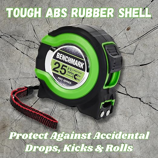 3 Pack - Tape Measures 25 ft - Easy to Read Fractions to 1/8th inch - Magnetic Tip - Thumb and Quick Lock - Autowind - Belt Clip - Green - Measuring Tape Retractable