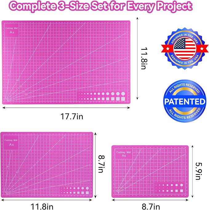 3 Pcs Self Healing Cutting Mat, Double-Sided Non-Slip Rotary Cutting Board - Image 6