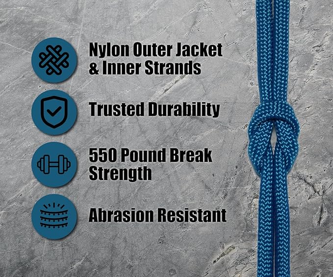 BORED? PARACORD! 550 lb Paracord - Ideal for Crafting, Camping, DIY Projects, Active & Military Outdoors - Strong Survival Rope - Tactical Parachute Cord Type III - Caribbean Blue 100 Feet