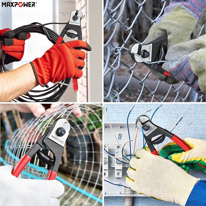 MAXPOWER Wire Cutter, 8-Inch Wire Rope Cutters for Steel Wire, Wire Seals, Aircraft Bicycle Cable, Cable Cutter Cuts Up to ¹³/₆₄"(5mm)