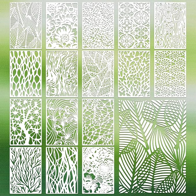 Geometric Texture Stencils for Crafts Reusable 16Pcs Stencils | DIY Art by Unknown