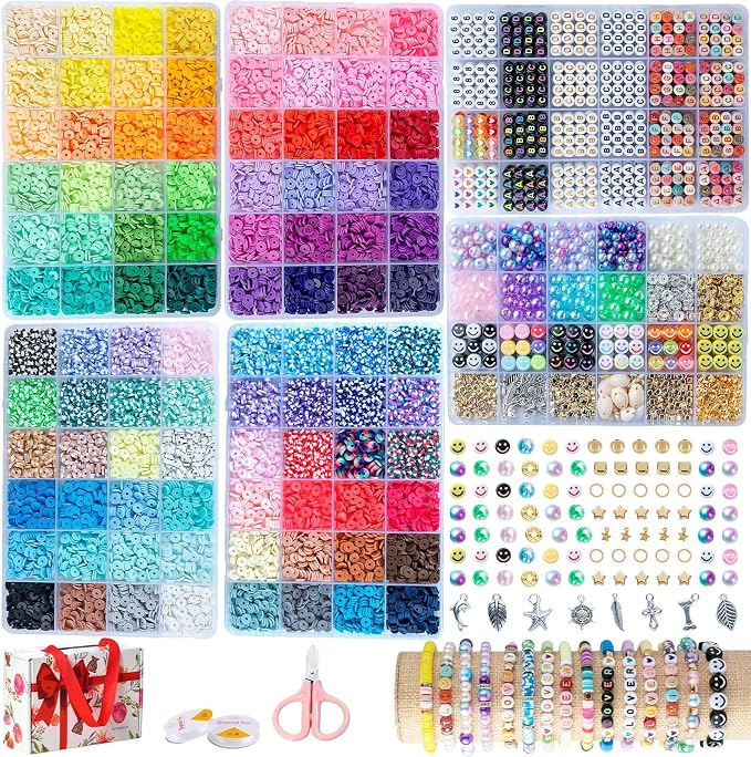 Premium 6-Box Clay Beads Bracelet Making Kit by SJZWSD