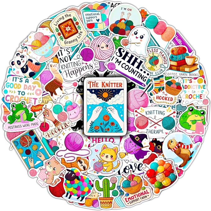 100Pcs Crochet Stickers for Water Bottle, Laptop by BulbaCraft
