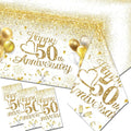 Happy 50th Anniversary Table Cloth, 50 Year Anniversary Decorations 3Pcs White by Dydamud