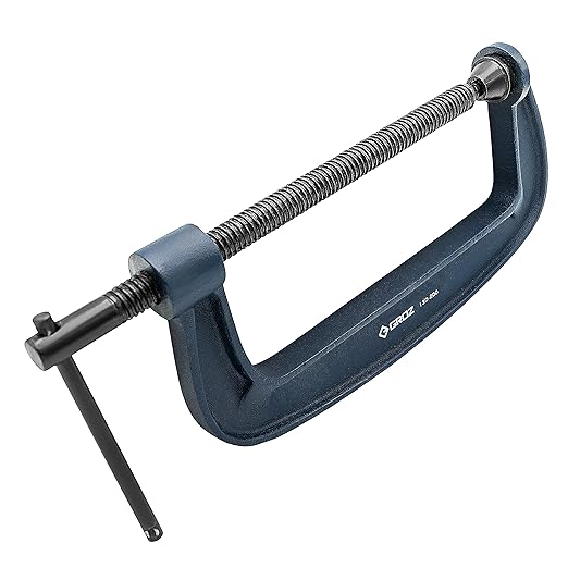 GROZ 8-Inch C-Clamp | Heavy Duty Ductile Cast Iron | 60,000 PSI | Built to Last | Black Oxide Finish | Hold and Secure Parts for Woodwork, Metalwork, Automotive Applications (35803)