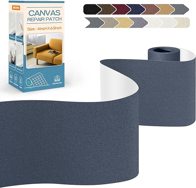 KING MOUNTAIN Canvas Repair Tape,Outdoor Gear Patch, 4×63 Inches,Waterproof,Self-Adhesive for Repairing Boat Covers,Sun Shades,Sofas,Tents,Lounge Chairs,Awnings (Dark Grey-1)