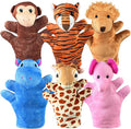 6 PCS Hand Puppets Set Animal Plush Puppet Elephant Tiger Giraffe Monkey Lion by XIPEGPA