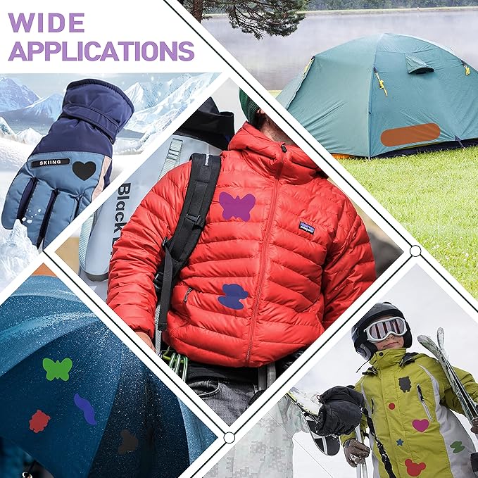 Azobur 6-Pack Nylon Repair Patch Self Adhesive Vinyl Outdoor Camping Gear Repair Kit,Waterproof Fabric Repair Patches for Down Jacket, Tent, Sleeping Bag （Navy Blue）